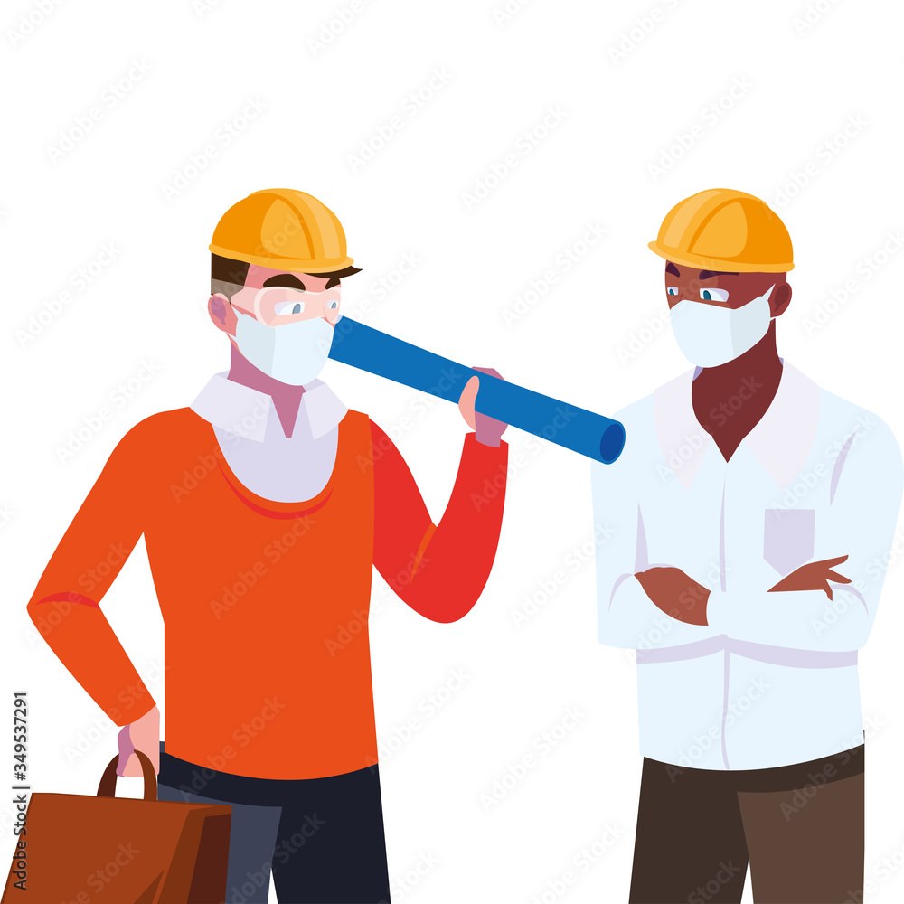 Aufkleber engineer and architect with mask and helmet