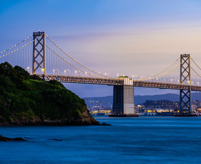 Fototapeta na wymiar San Francisco Bay bridge sunset