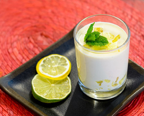Natural yogurt with fruits, homemade. Loosing weight 