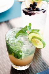 Mocktail with lime and mint leaf