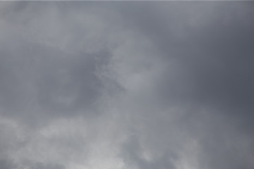 Fluffy clouds cover the summer blue sky