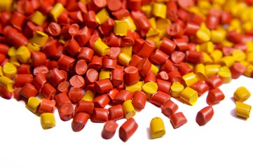 Plastic polymer granules isolated on white 