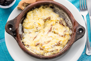 Moroccan breakfast - scrambled eggs with dry meat 