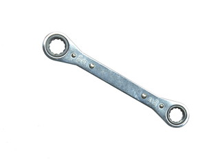 Two head Ratcheting ring wrench size 17 19 on white background