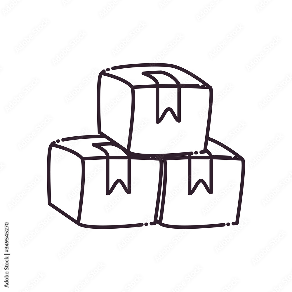 Poster boxes line style icon vector design