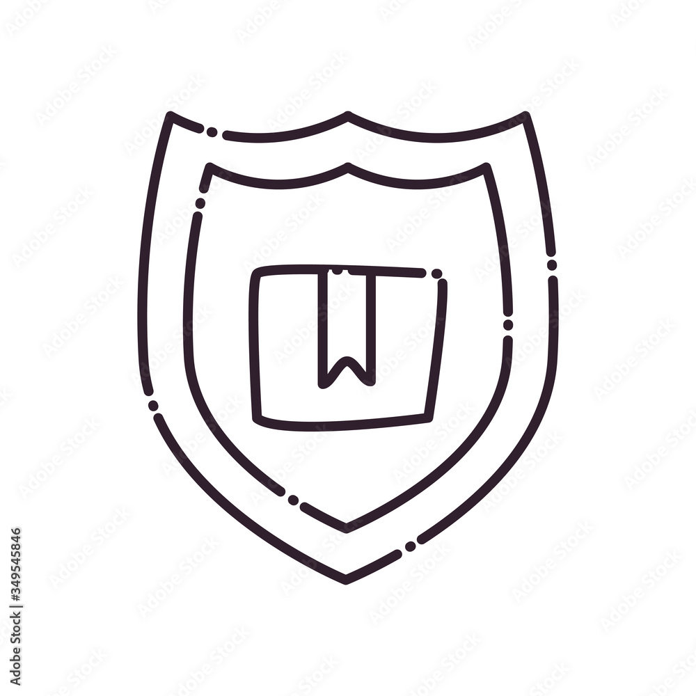 Poster Box inside shield line style icon vector design