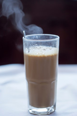 White coffee in glass, Morocco 
