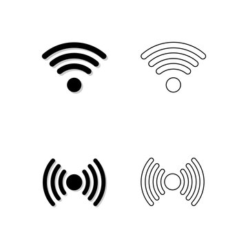 Wifi wireless symbol icons, flat and outline vector illustration isolated on white background