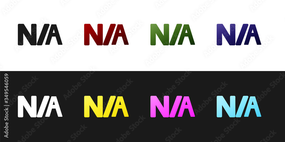 Poster set not applicable icon isolated on black and white background. vector