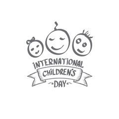 1 june international childrens day icon or label isolated on white background. happy Children day greeting card. kids day poster. Children day banner