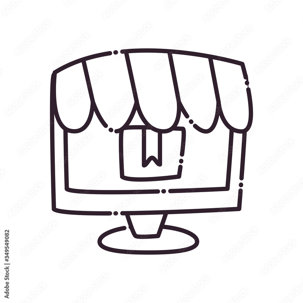 Poster Box inside computer line style icon vector design