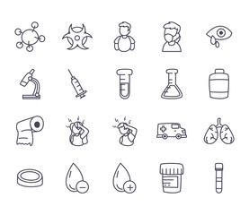 Medical line style icon set vector design