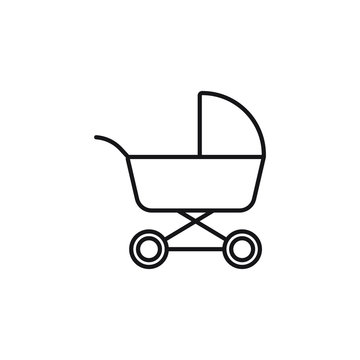 recommend clip art: Baby stroller vector icon in linear, outline icon isolated on white background