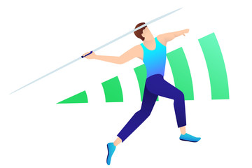 Fototapeta na wymiar Vector illustration of javelin thrower in action. Sport concept