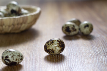 Quail eggs in a basket