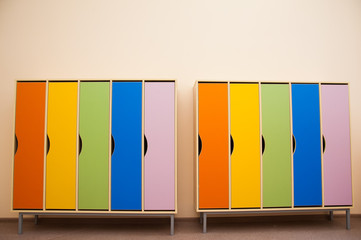 Children wardrobes for clothes in the kindergarten