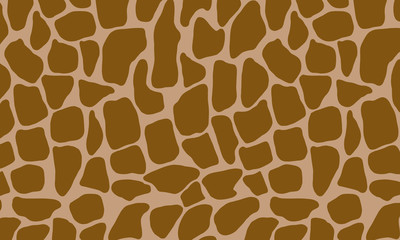 Vector seamless brown giraffe skin pattern on isolated white background. Stock texture of the animal. Fashion design, print on fabric wallpaper, website template design. Geometric background.