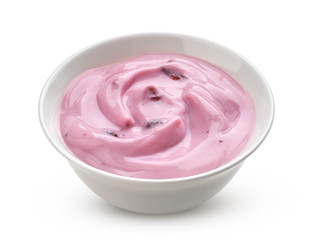 Blueberry yogurt isolated on white background