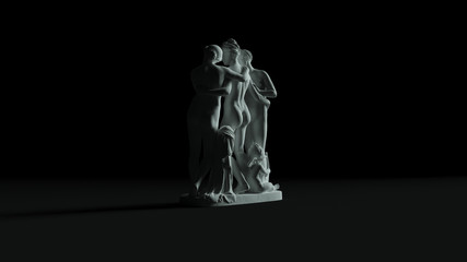 The Three Graces Sculpture Back Quarter Left View 3d illustration 3d render