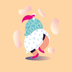 beautiful woman wears fashionable clothes