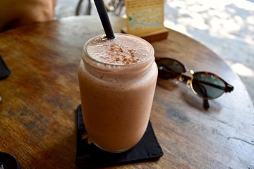 The strawberry shake at Vietnamese cafe.