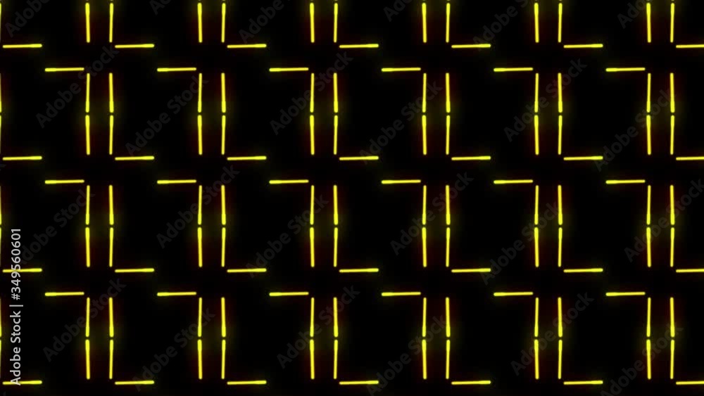 Poster neon abstract bright mosaic yellow lines. animated background particles. loopable complex abstract m