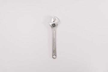 adjustable wrench construction wrench on a white background isolation. Copy space on top. Construction Tools Sale Concept