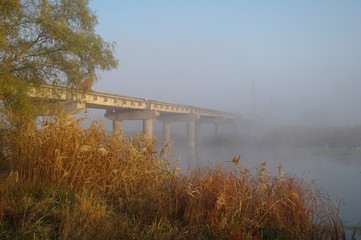 Landscape with river at early morning time