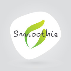 Smoothie icon. White, gray, green vector sign. Illustration symbol for food, drink, product sticker, package, label, healthy eating, design element