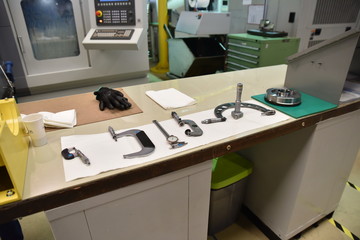 work table with wrenches 