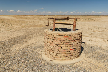 water well in the steppe of Kazakhstan, ancient city Sawran or Sauran.
