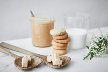 Cookies, peanut butter and milk 