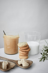 Cookies, peanut butter and milk 