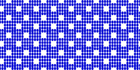 Fototapeta premium Vector seamless ornament with dark blue oval dots. Geometric pattern for printing on cups, floor tiles, covers, interior design elements.