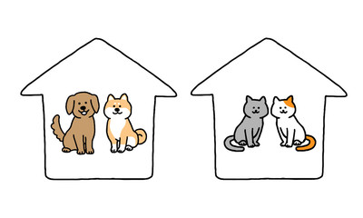 室内飼いの犬、猫（シンプル）