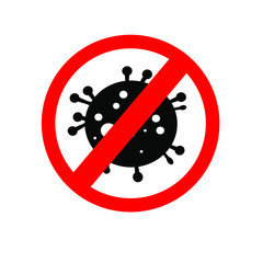 Sign caution coronavirus. Stop coronavirus outbreak.Red prohibit sign.No Infection and Stop Coronavirus concepts. Dangerous coronavirus cell.