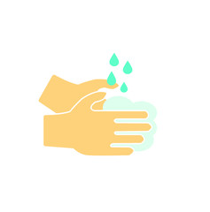 Washing hands with soap flat icon. Prevent virus and bacteria.Vector illustration isolated on white background.
