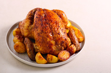 Roast whole chicken with potato