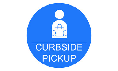 Curbside Pickup illustrated vector clip art sign symbolizing a designated area for pick up, for restaurants, grocery stores, and retail stores. 