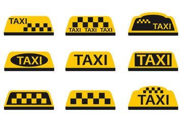 Taxi icon, taxi service logo. Taxi service. Vector, cartoon illustration.