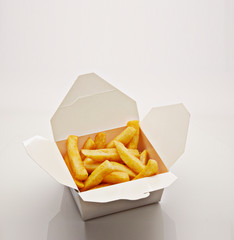 French fries served in paper box