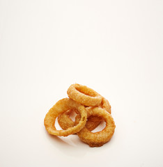 Delicious bagels on white background