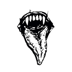 Scary fanged monster jaws Horror mask print