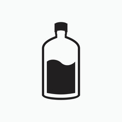 black bottle for bar or cafe black and white icon