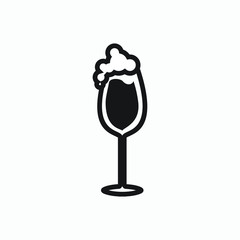 black wine glass for bar or cafe - black and white icon