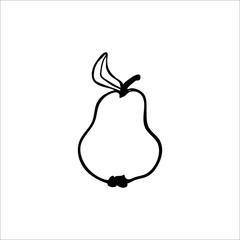 Vector doodle pear icon. Hand drawn illustration. Healthy food symbol.