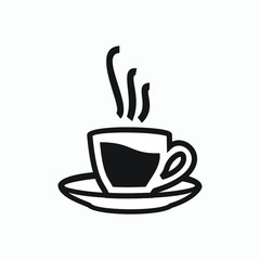 coffee or tea cup for cafe or restaurant - black and white icon