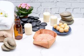 Spa Background. Natural, Organic spa cosmetics products, eco friendly accessories.