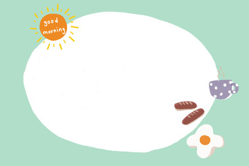 Breakfast set drawing  background and white copy space