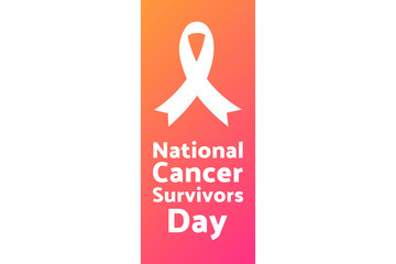 National Cancer Survivors Day. June. Holiday concept. Template for background, banner, card, poster with text inscription. Vector EPS10 illustration.